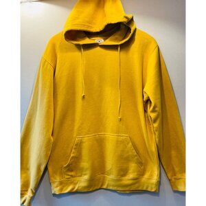 Delta Fleece Sz M Yellow Mustard Pullover Hoodie Kangaroo Pockets